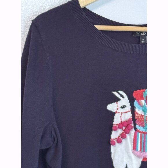 Talbots Women’s Llama Sweater Size 1X Crew Neck Pullover Knit Holiday Novelty - Picture 5 of 9